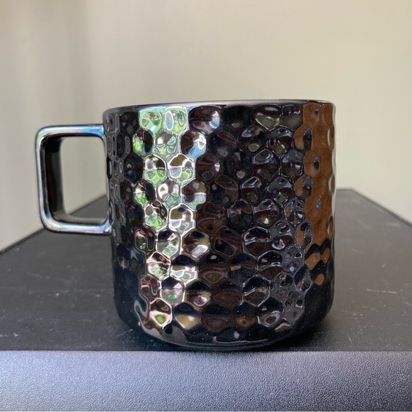 Starbucks | 2019 Holiday Metallic Gunmetal Chrome Textured Geometric Coffee Mug - Picture 1 of 5